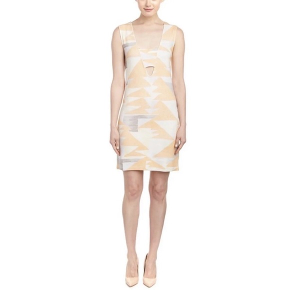 NWOT Mara Hoffman Cream Knit Cutout Mini Shift Dress in Loom Peach Pastel - L - Picture 2 of 14